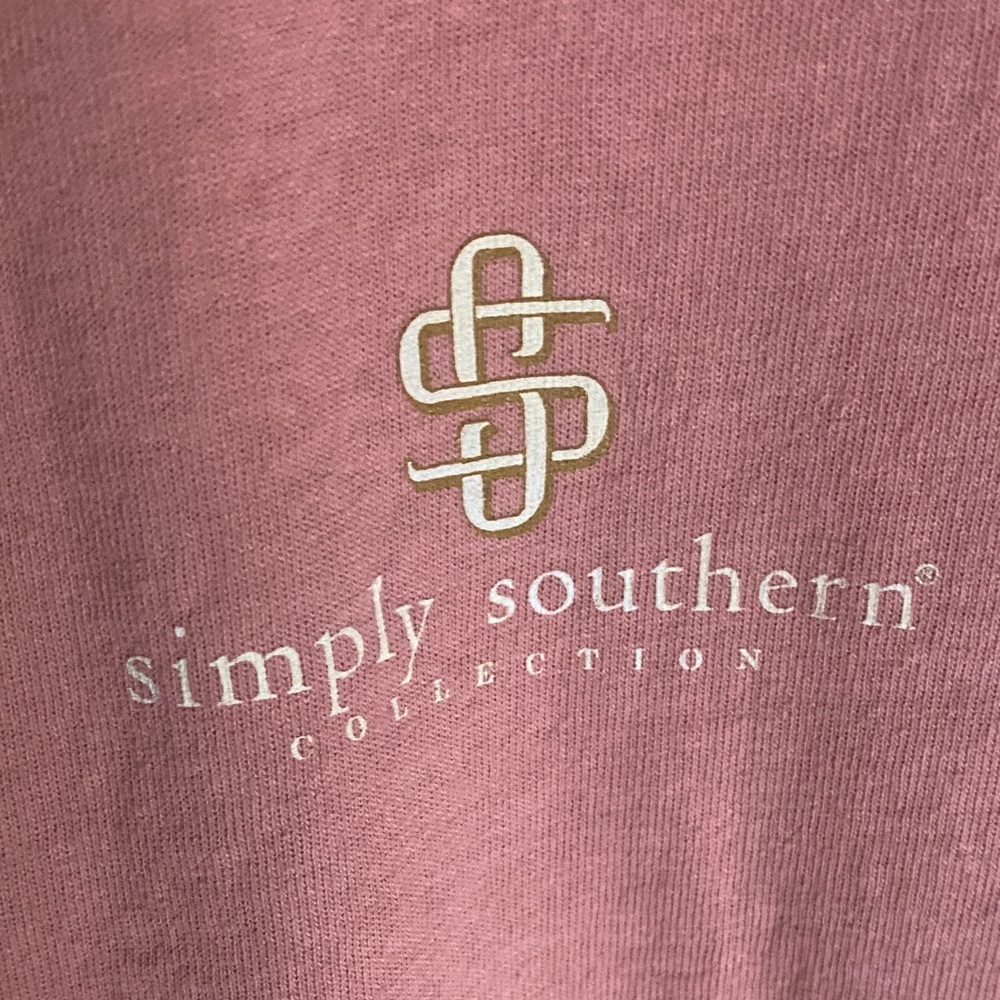 Simply Southern Dusty Pink Long Sleeve Tee with Star Sleeve Accents L - Picture 4 of 7